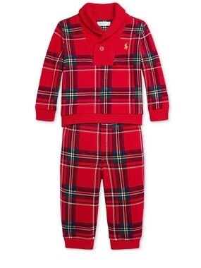 Boys Ralph Lauren Tartan Plaid Set Joggers Cowl Neck Top 24 Months Worn once!